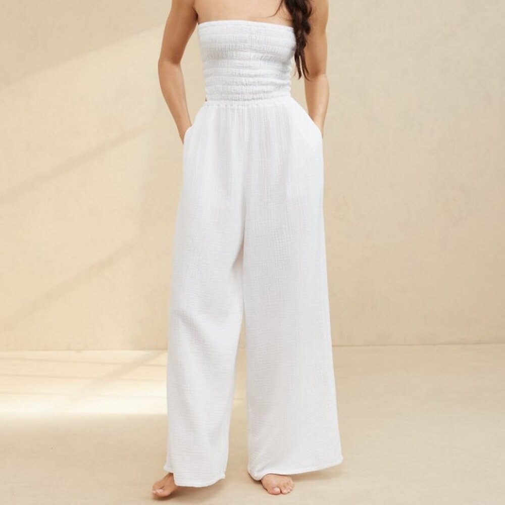 Aerie Gauzy Strapless Jumpsuit - backless